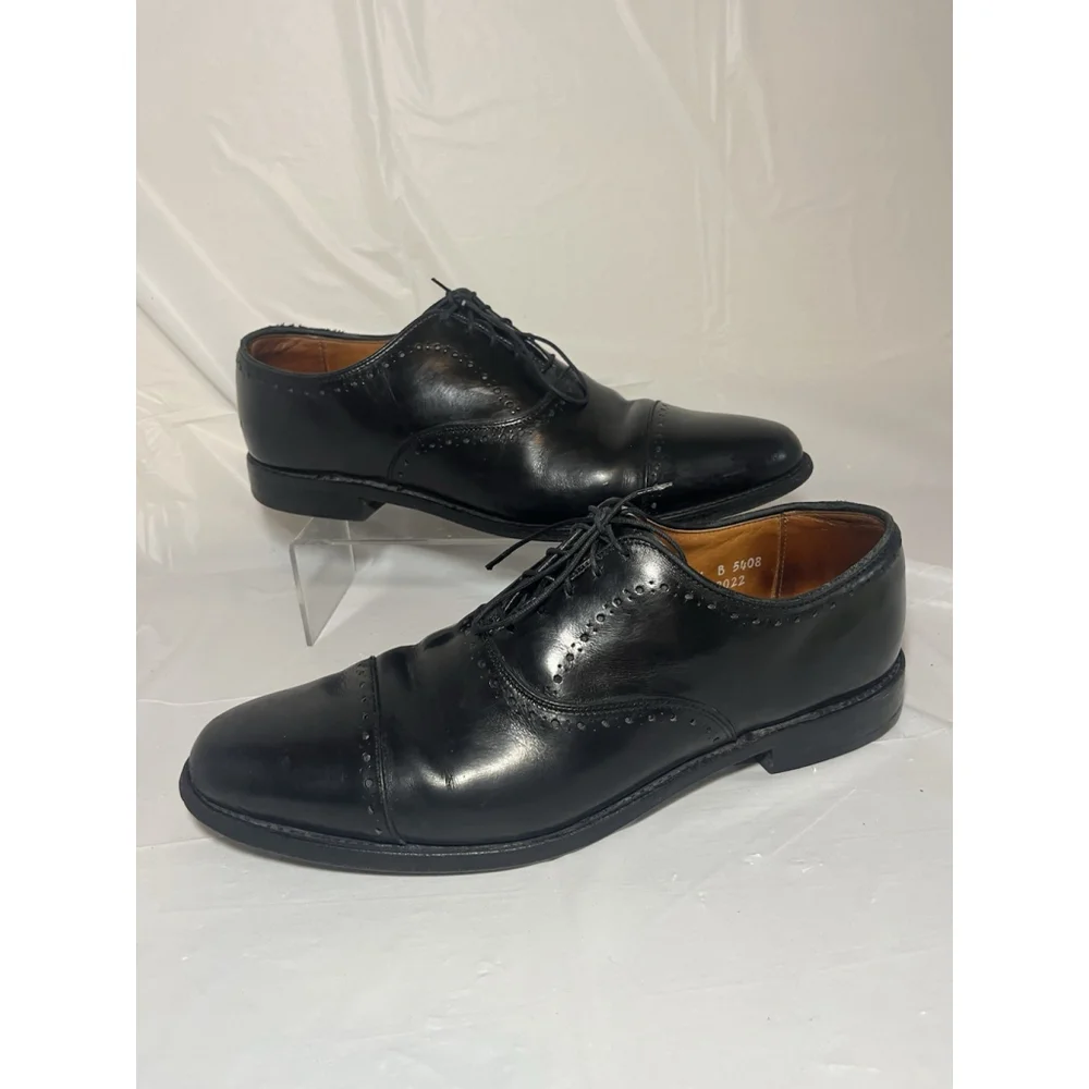 Allen Edmonds 9.5 B Mens Dress Shoes Hale Black Leather Brocade Oxfords ($425) - Picture 7 of 15